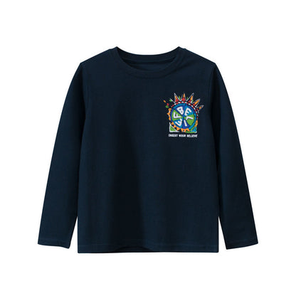 MyKids-USA® Children Colorful Print Pattern O-Neck Fashion Shirt
