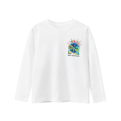 MyKids-USA® Children Colorful Print Pattern O-Neck Fashion Shirt