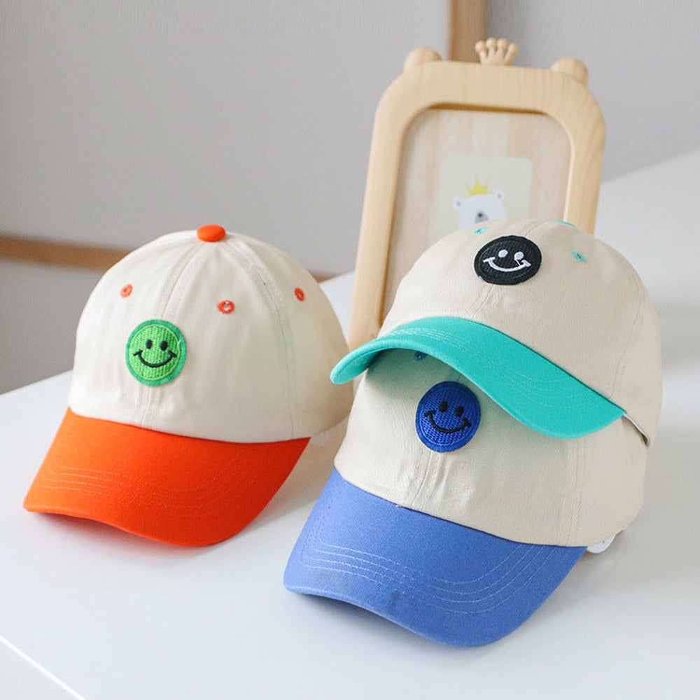 MyKids-USA® Baby Smiley Embroidered Pattern Color Matching Design Sunshade Peaked Hats
