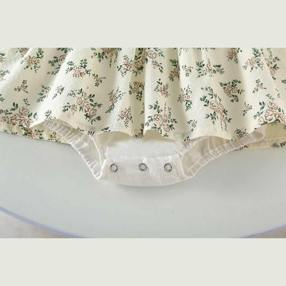 MyKids-USA® Baby Girl Floral Pattern Round Nek Short Sleeve bodysuit Dress
