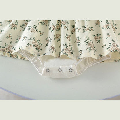 MyKids-USA® Baby Girl Floral Pattern Round Nek Short Sleeve bodysuit Dress