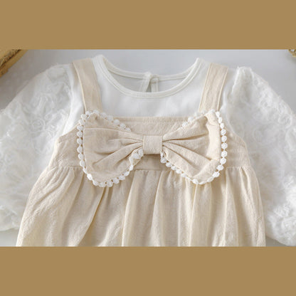 MyKids-USA® Baby Bow Patched Design Long Sleeve bodysuit