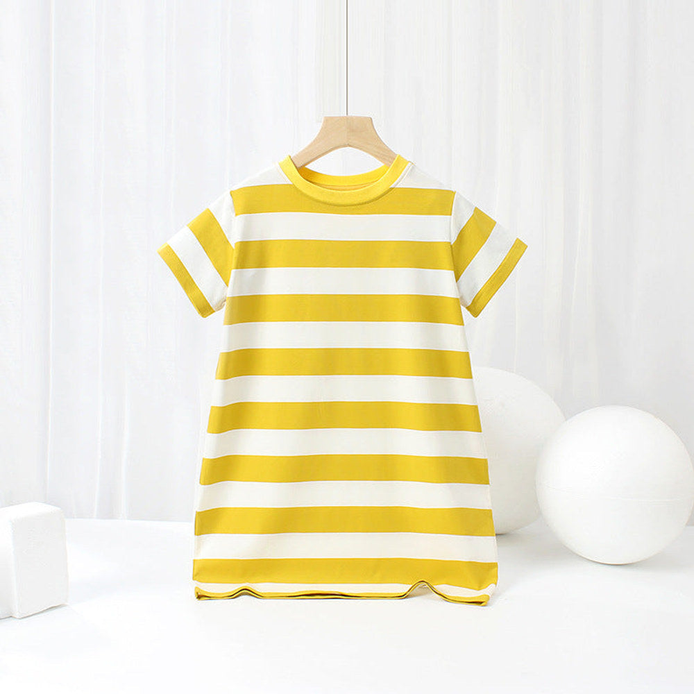 MyKids-USA® Baby Striped Pattern Short Sleeve Crewneck Dress