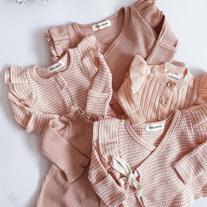 MyKids-USA® Baby Girl Solid Color Pure Cotton Long Sleeve Tops With Pants Sets