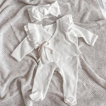 MyKids-USA® Baby Girl Solid Color Pure Cotton Long Sleeve Tops With Pants Sets