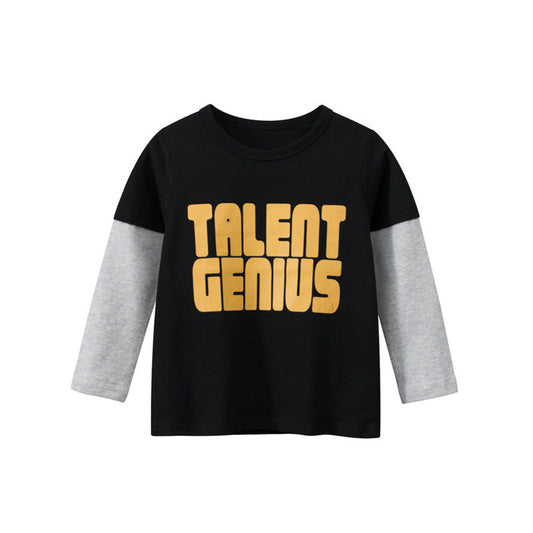 Baby Boy Slogan Print Pattern False Design Round Collar Shirt