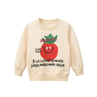 MyKids-USA® Baby Boy Cartoon Carrot And Letter Pattern Pure Cotton Warm Hoodie