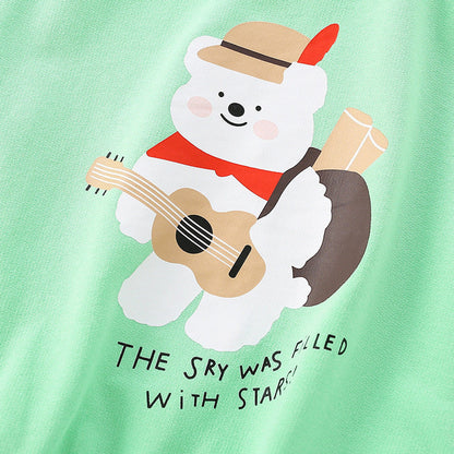 MyKids-USA® Baby Boy And Girl Violin Bear Pattern O-Neck Cotton Hoodie