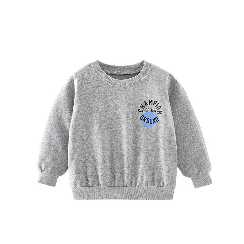 MyKids-USA® Baby Boy Slogan Print Pattern Solid Color Hoodie