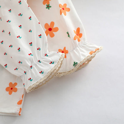 MyKids-USA® Baby Floral Pattern Ruffle Collar Design Long Sleeve Shirt