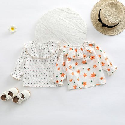 MyKids-USA® Baby Floral Pattern Ruffle Collar Design Long Sleeve Shirt