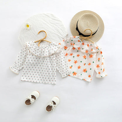 MyKids-USA® Baby Floral Pattern Ruffle Collar Design Long Sleeve Shirt