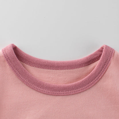 MyKids-USA® Baby Girl Cute Bear Print Pattern Simple Colorblock Collar Shirt