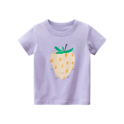 MyKids-USA® Toddle Girl Cartoon Strawberry Graphic Lovely Tee
