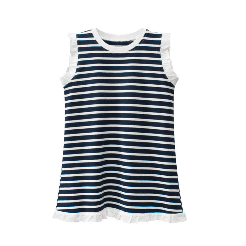 MyKids-USA® Baby Girl Classic Striped Print Ruffle Design Sleeveless Vest T-Shirt