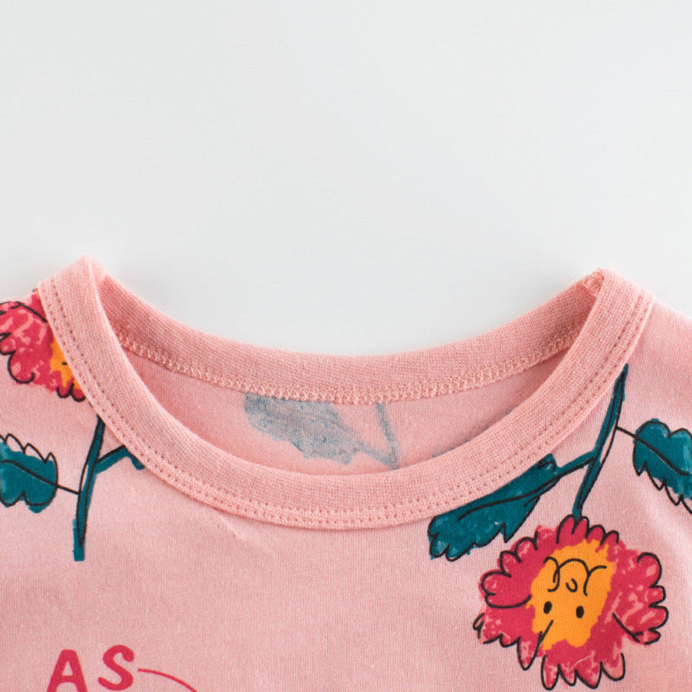 MyKids-USA® Baby Girl Floral Print Short-Sleeved Cotton Tops & T-Shirts