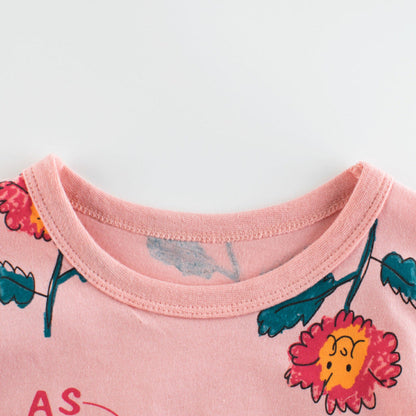 MyKids-USA® Baby Girl Floral Print Short-Sleeved Cotton Tops & T-Shirts