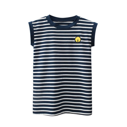 MyKids-USA® Baby Girl Striped Pattern Embroidered Design Sleeveless Vest Tops