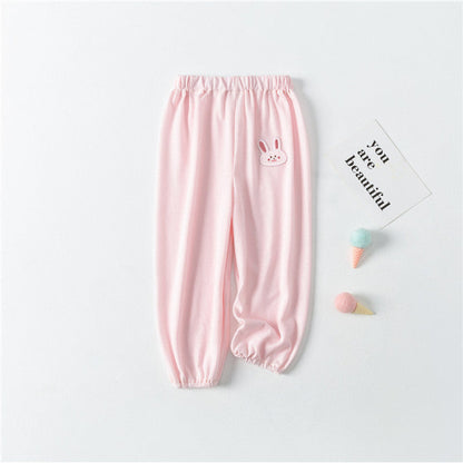 MyKids-USA® Baby Pattern Embroidery Solid Color Wide-Leg Long Pants With Pockets