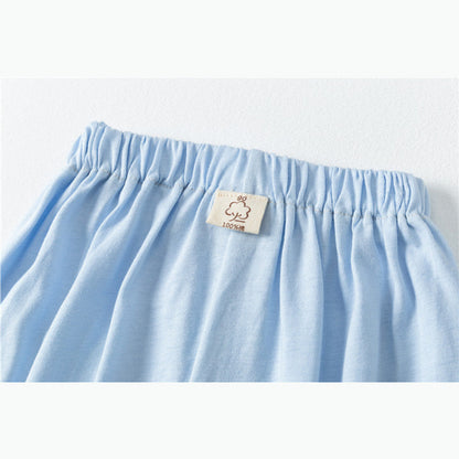 MyKids-USA® Baby Pattern Embroidery Solid Color Wide-Leg Long Pants With Pockets