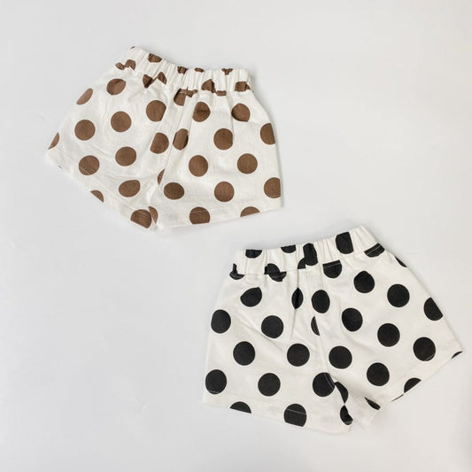MyKids-USA® Baby Girl Polka Dot Pattern Basic Shorts With Pockets In
