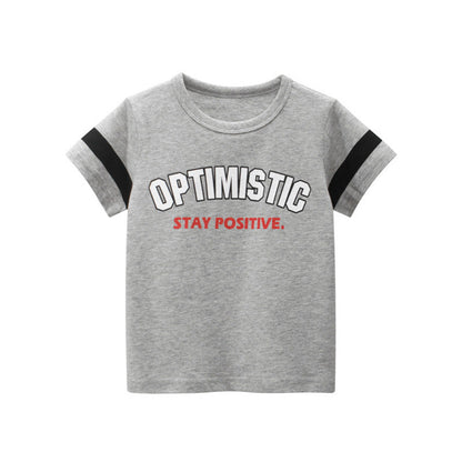 MyKids-USA® Baby Boy Letters Print Color Matching Design Short-Sleeved Novelty T-Shirt