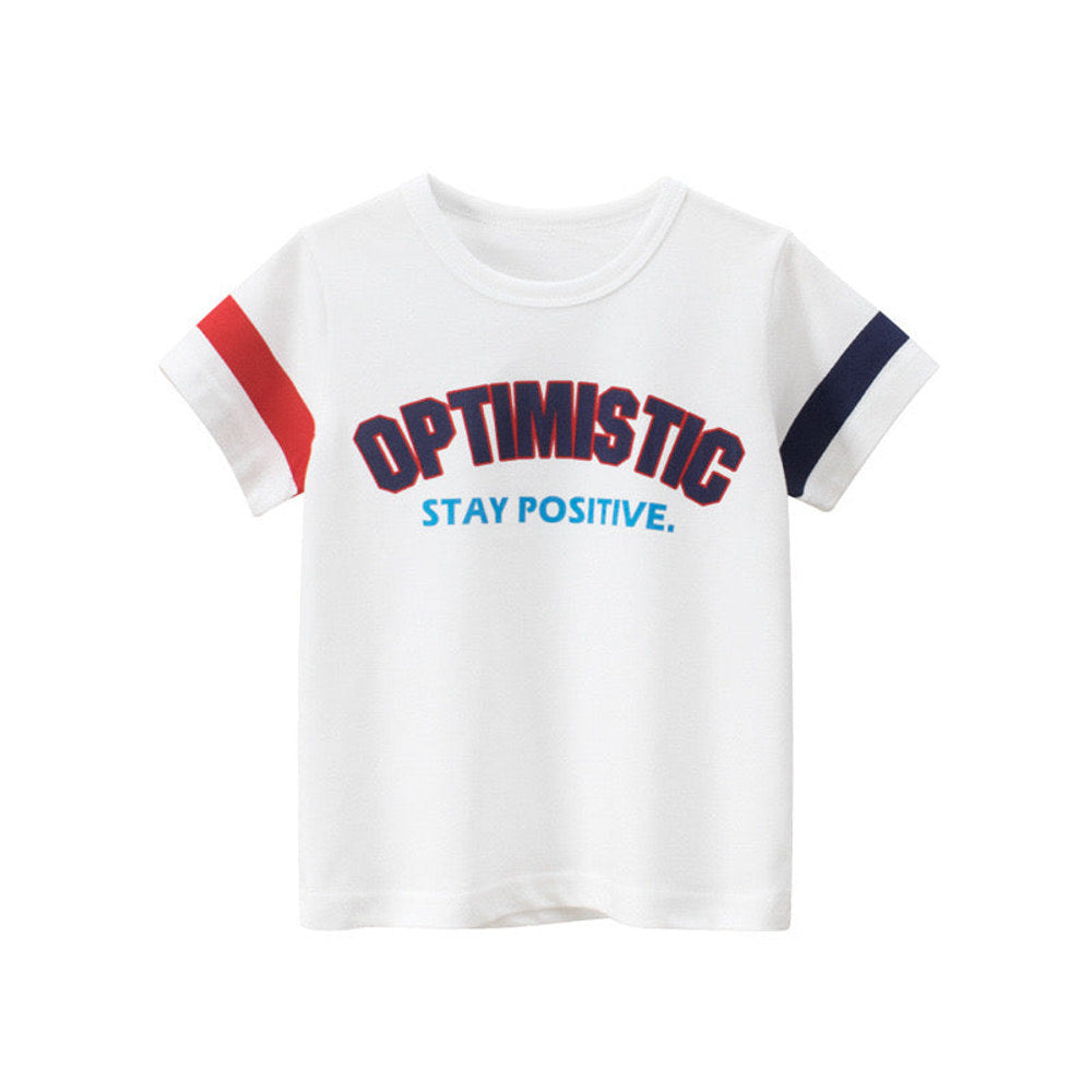 MyKids-USA® Baby Boy Letters Print Color Matching Design Short-Sleeved Novelty T-Shirt