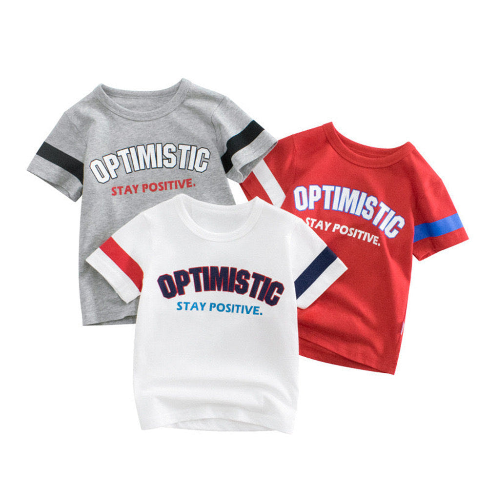 MyKids-USA® Baby Boy Letters Print Color Matching Design Short-Sleeved Novelty T-Shirt