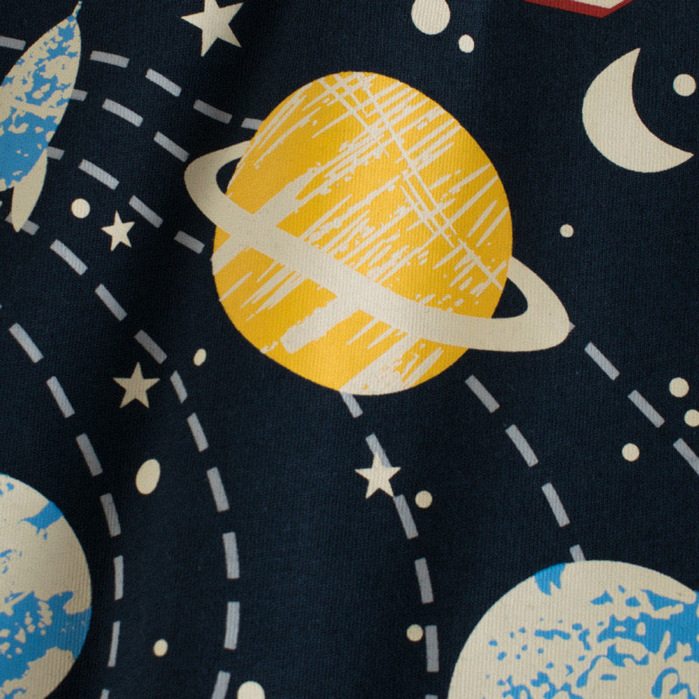 MyKids-USA® Baby Boy Planet Print Short-Sleeved Soft T-Shirt In Outfit Wearing