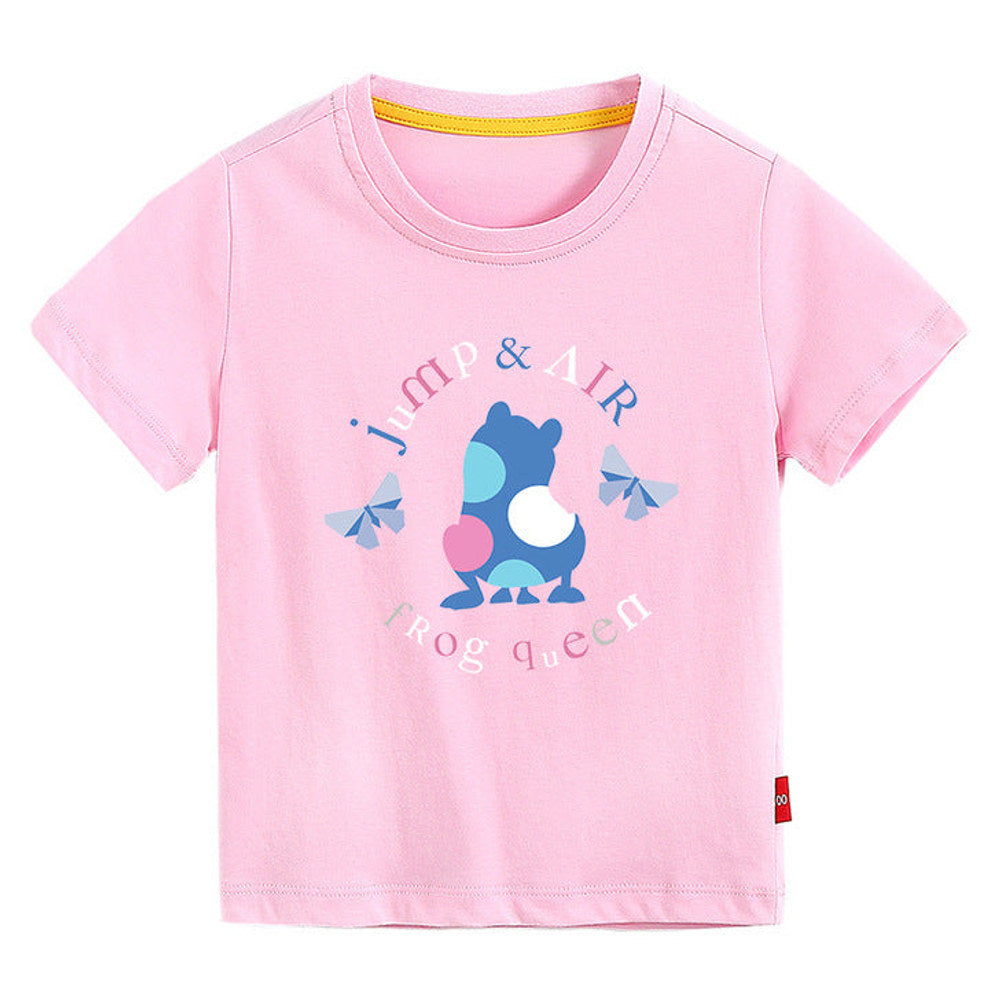 MyKids-USA® Baby Colorful Frog Print Pattern Short-Sleeved Round Collar Casual T-Shirt