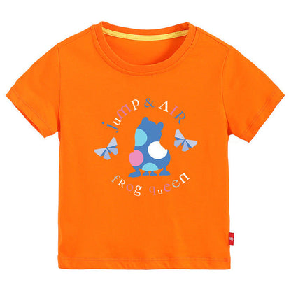 MyKids-USA® Baby Colorful Frog Print Pattern Short-Sleeved Round Collar Casual T-Shirt