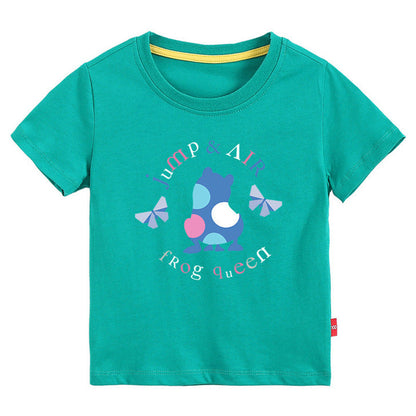 MyKids-USA® Baby Colorful Frog Print Pattern Short-Sleeved Round Collar Casual T-Shirt