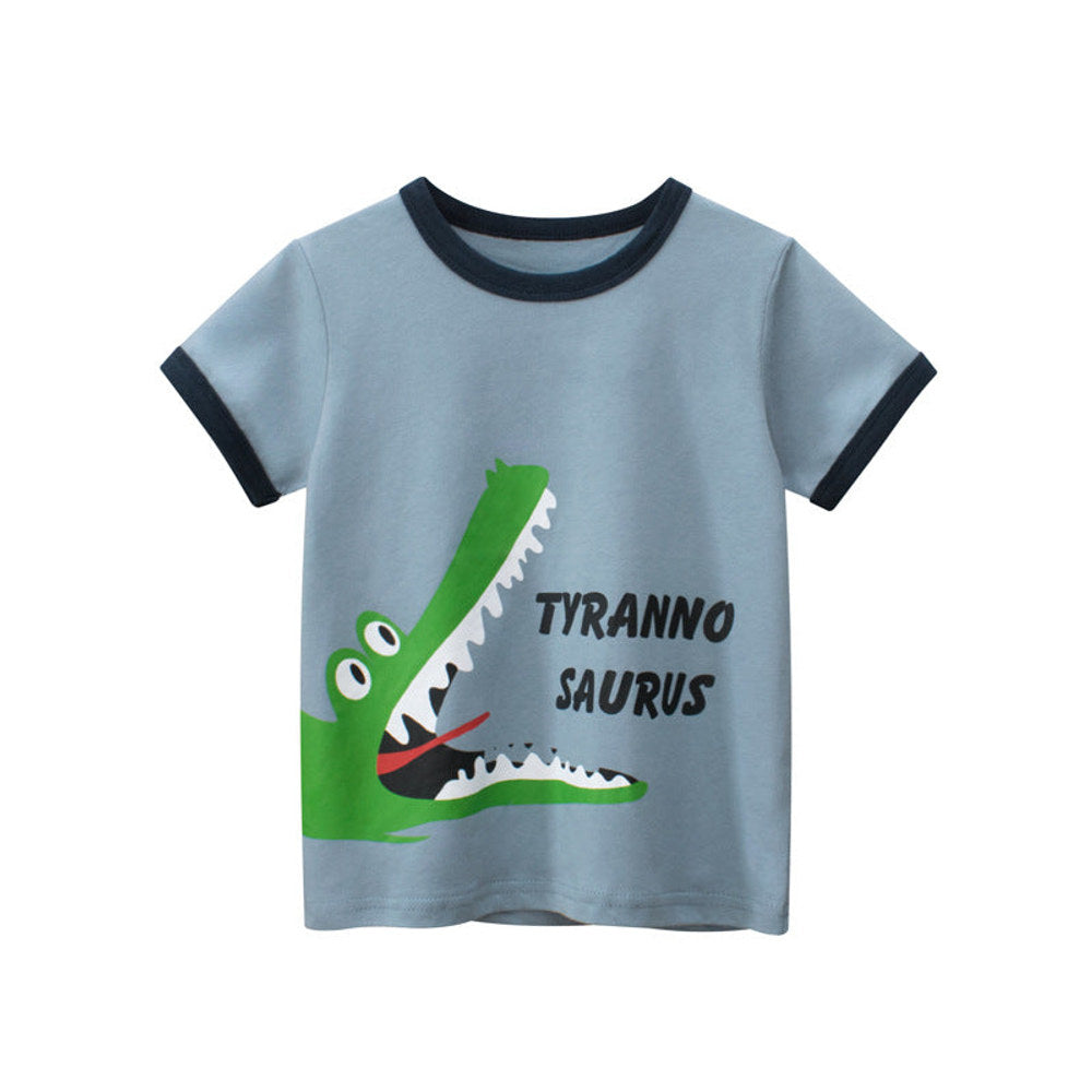 MyKids-USA® Baby Boy Animal Print Color Matching Design Short-Sleeved Fashion T-Shirt In