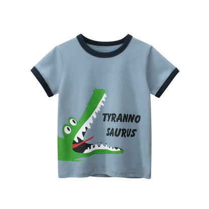 MyKids-USA® Baby Boy Animal Print Color Matching Design Short-Sleeved Fashion T-Shirt In