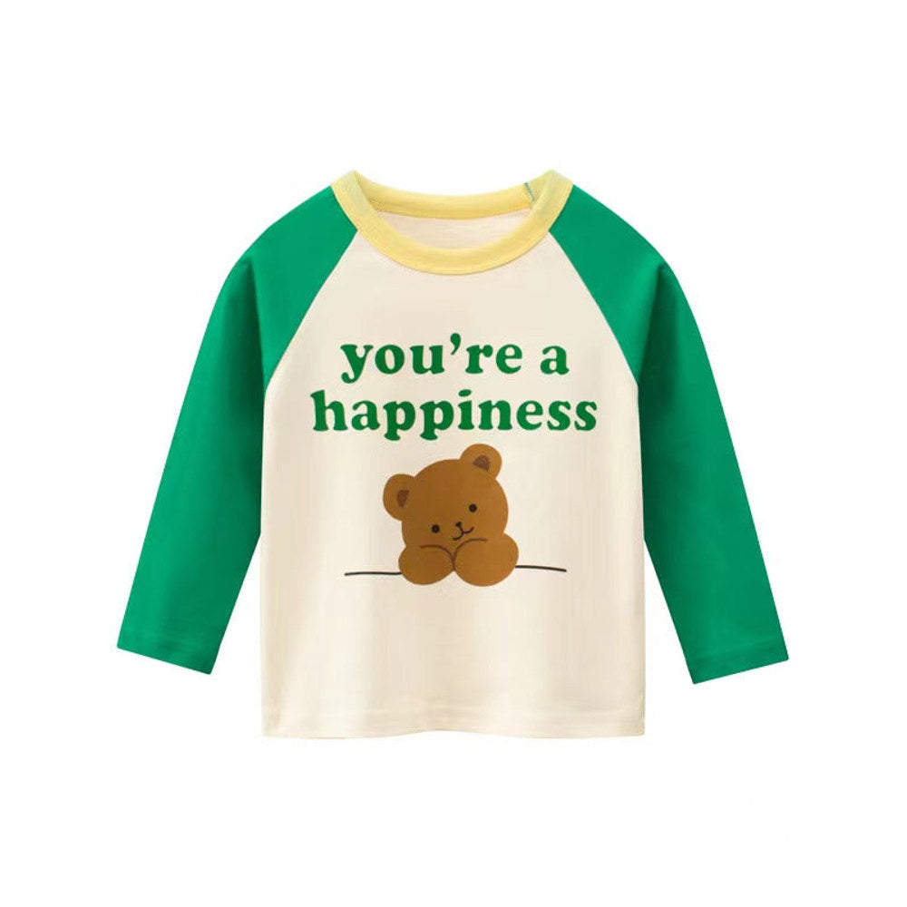 MyKids-USA® Baby Boys Girls Print Pattern Color Patchwork Design Round Neck Long Sleeved Tops