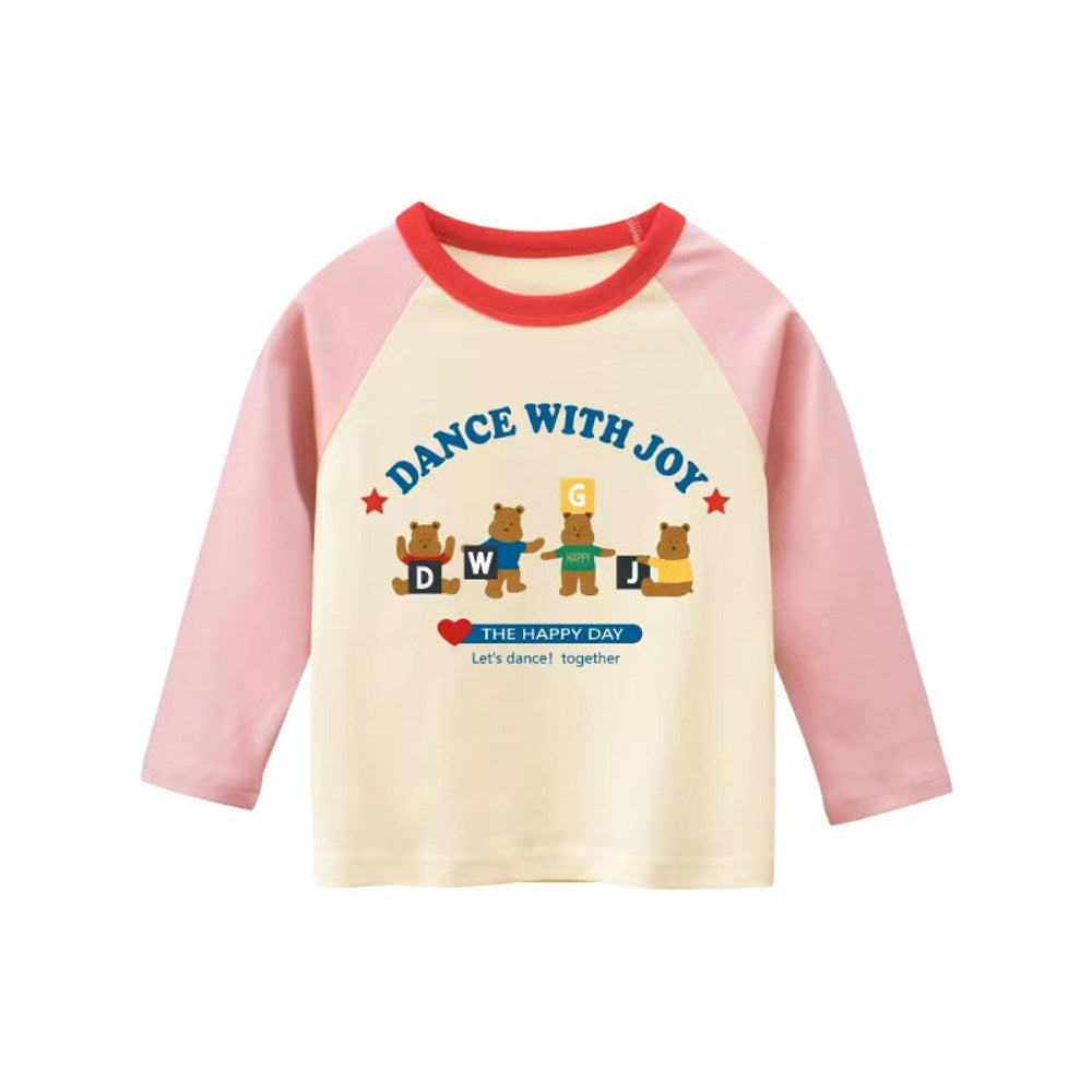 MyKids-USA® Baby Boys Girls Print Pattern Color Patchwork Design Round Neck Long Sleeved Tops