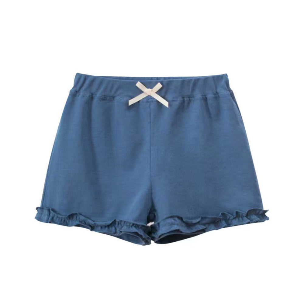 MyKids-USA® Baby Girl Solid Color Lace Design Bow Decoration Pants In Outfit Wearing