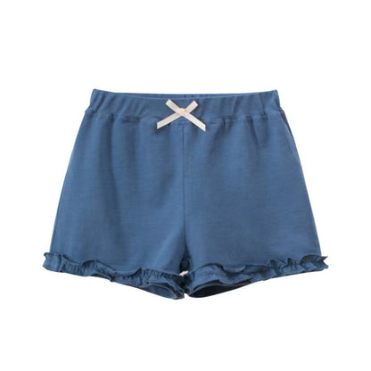 MyKids-USA® Baby Girl Solid Color Lace Design Bow Decoration Pants In Outfit Wearing