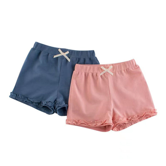 MyKids-USA® Baby Girl Solid Color Lace Design Bow Decoration Pants In Outfit Wearing