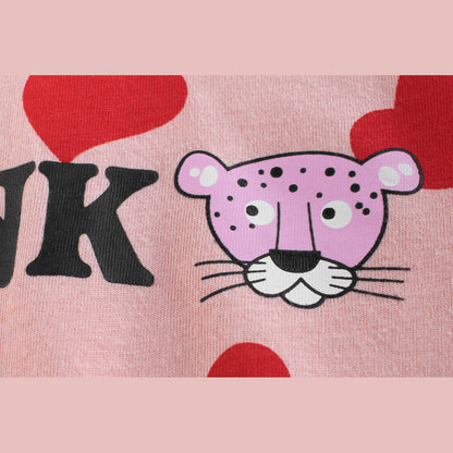 MyKids-USA® Baby Girls Heart Print Round Collar Short-Sleeved Tee Shirts
