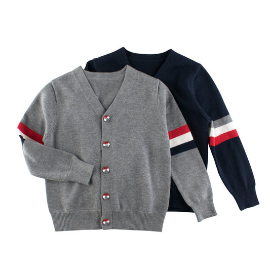 MyKids-USA® Boys Strips Button-Front Cardigans In