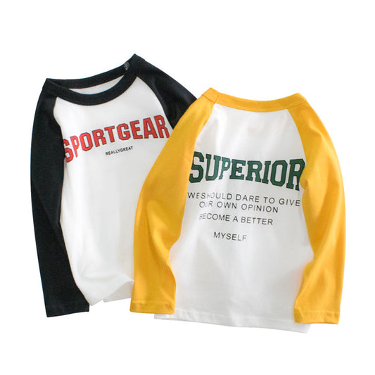 MyKids-USA® Boys Sportgear Letter Print Round Collar Long-Sleeved T-Shirt