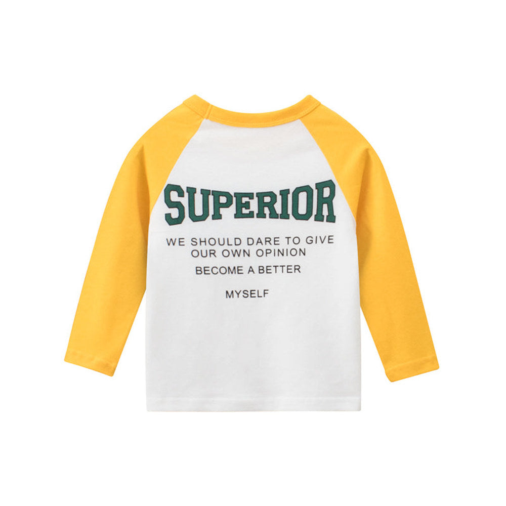 MyKids-USA® Boys Sportgear Letter Print Round Collar Long-Sleeved T-Shirt