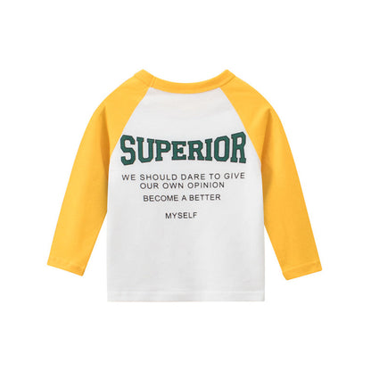 MyKids-USA® Boys Sportgear Letter Print Round Collar Long-Sleeved T-Shirt