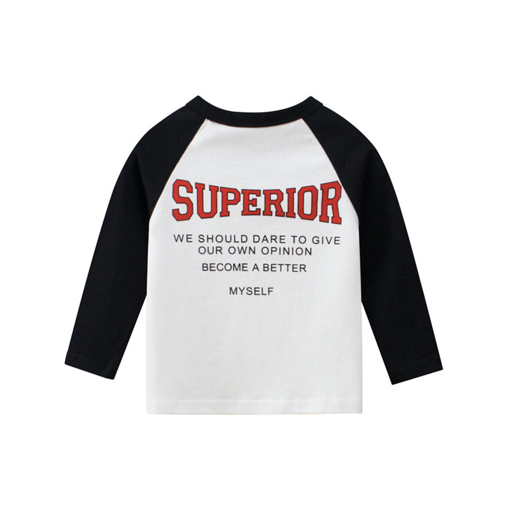 MyKids-USA® Boys Sportgear Letter Print Round Collar Long-Sleeved T-Shirt