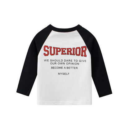 MyKids-USA® Boys Sportgear Letter Print Round Collar Long-Sleeved T-Shirt
