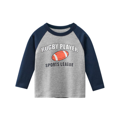 MyKids-USA® Boys Rugby Player Print Patchwork Shirt