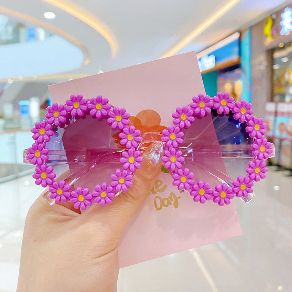 MyKids-USA® Girls Lovely Sunflower Round Frame Sunglasses