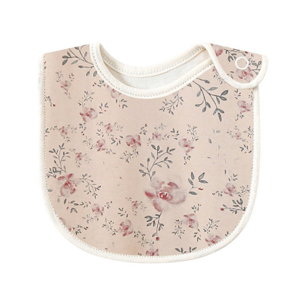 MyKids-USA® Baby Floral Print Covered Button Design Water Absorbing Bibs