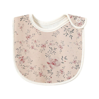 MyKids-USA® Baby Floral Print Covered Button Design Water Absorbing Bibs